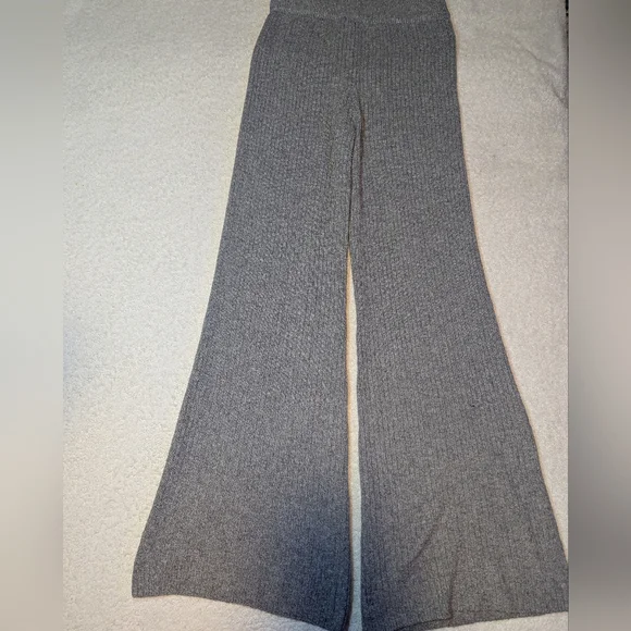 ARDENE Gray Ribbed Knit Wide-Leg Pants - Picture 7 of 7